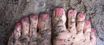 pink muddy toes